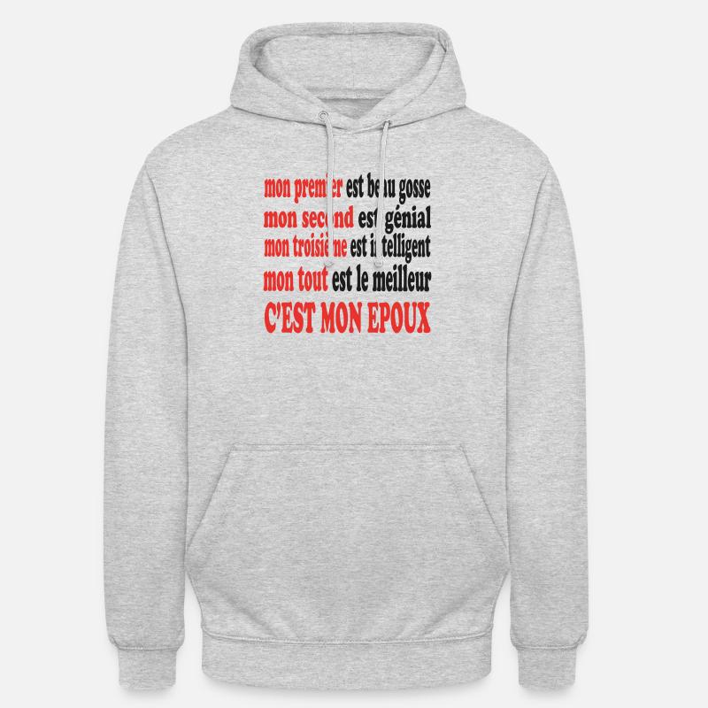 Mon EPOUX est beau - Sweat-shirt à capuche unisexe - gris clair chiné