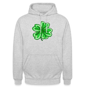 Trèfle peint à la main Lucky Leaf St patricks jour - Sweat-shirt à capuche unisexe - gris clair chiné - Devant - Alina (178cm) & Michal (187cm)