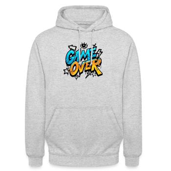 Game Over - Unisex Hoodie - Hellgrau meliert - Vorne - Alina (178cm) & Michal (187cm)