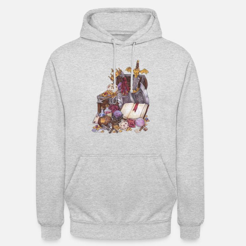 Coffre au trésor dans un donjon avec épée Magic Fantasy - Sweat-shirt à capuche unisexe - gris clair chiné
