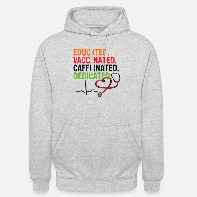 Educated Vaccinated Caffeinated Dedicated Impfung - Unisex Hoodie - Hellgrau meliert