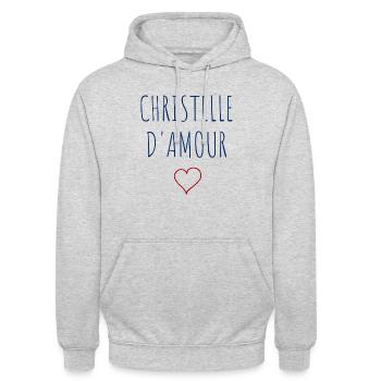 CHRISTELLE D'AMOUR - COEUR - Sweat-shirt à capuche unisexe - gris clair chiné - Devant - Alina (178cm) & Michal (187cm)