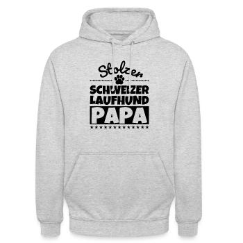 Schweizer Laufhund lustig Herrchen Hund - Unisex Hoodie - Hellgrau meliert - Vorne - Alina (178cm) & Michal (187cm)