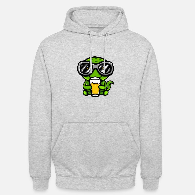 Chameleon Apres Ski Bier Comic - Unisex Hoodie - Hellgrau meliert