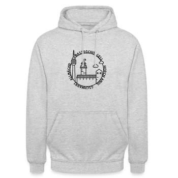 Nürnberg Bassdscho - Unisex Hoodie - Hellgrau meliert - Vorne - Alina (178cm) & Michal (187cm)