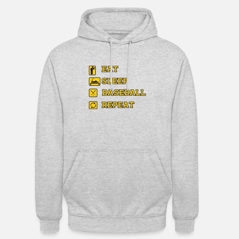 EAT SLEEP BASEBALL REPEAT - Sweat-shirt à capuche unisexe - gris clair chiné