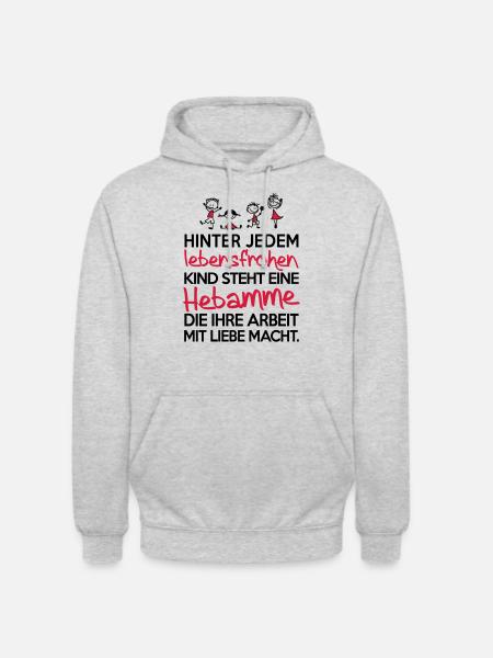 Hebamme mit Liebe - Unisex Hoodie - Hellgrau meliert