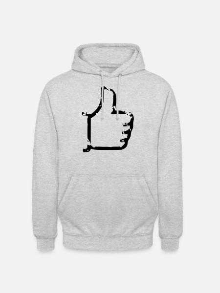 Comme - thumbs up - bande dessinée - Sweat-shirt à capuche unisexe - gris clair chiné