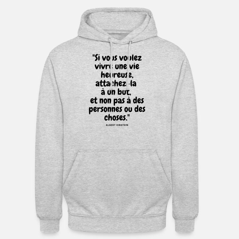vivre une vie heureuse - Sweat-shirt à capuche unisexe - gris clair chiné