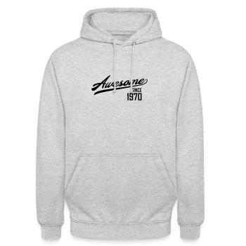 Awesome Since 1970 - Unisex Hoodie - light heather grey - Front - Alina (178cm) & Michal (187cm)