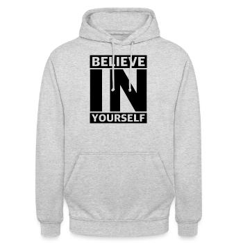 Croyez en vous | Confiance en soi, réussite - Sweat-shirt à capuche unisexe - gris clair chiné - Devant - Alina (178cm) & Michal (187cm)