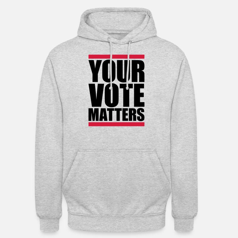 votre vote compte citation - Sweat-shirt à capuche unisexe - gris clair chiné