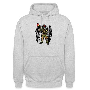Ailes de feu - Sweat-shirt à capuche unisexe - gris clair chiné - Devant - Alina (178cm) & Michal (187cm)