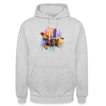 Feathers, Sequins & Percussion - Unisex Hoodie - light heather grey - Front - Alina (178cm) & Michal (187cm)