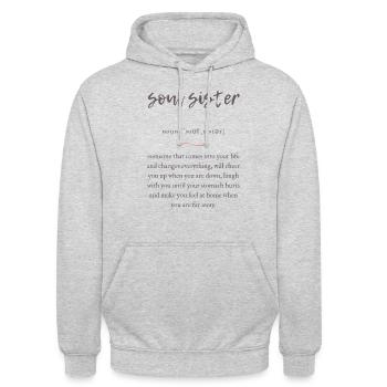 Soul Sister (Seelenschwester) Convoluted Edition - Unisex Hoodie - Hellgrau meliert - Vorne - Alina (178cm) & Michal (187cm)