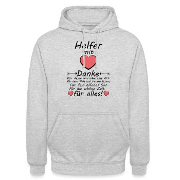 Danke sagen fleißigen Helfer mit Herz für Alles - Unisex Hoodie - Hellgrau meliert - Vorne - Alina (178cm) & Michal (187cm)