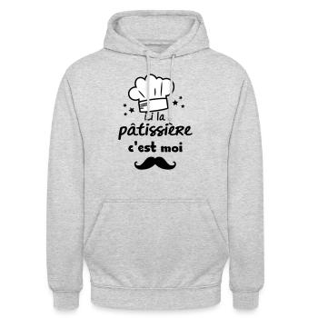 la pâtissière - Sweat-shirt à capuche unisexe - gris clair chiné - Devant - Alina (178cm) & Michal (187cm)