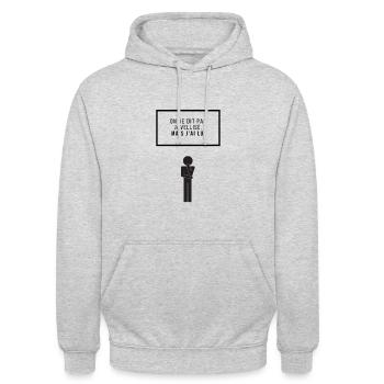 ON NE DIT PAS JAVELLISÉ, MAIS J'AI LU. - Sweat-shirt à capuche unisexe - gris clair chiné - Devant - Alina (178cm) & Michal (187cm)