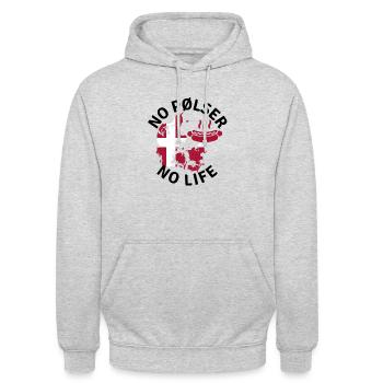 No Pølser No Life, T-Shirts und Hoodies - Unisex Hoodie - Hellgrau meliert - Vorne - Alina (178cm) & Michal (187cm)