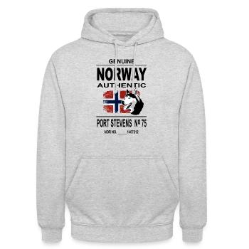 Norway Adventures - Norway Flag & Husky - Sweat-shirt à capuche unisexe - gris clair chiné - Devant - Alina (178cm) & Michal (187cm)