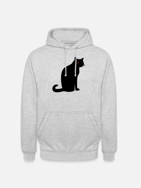 Chat noir effrayant Halloween - Sweat-shirt à capuche unisexe - gris clair chiné