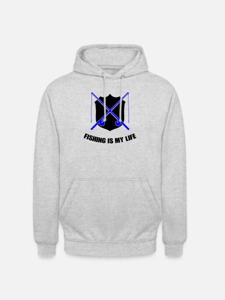 Fishing Wappen - Unisex Hoodie - Hellgrau meliert
