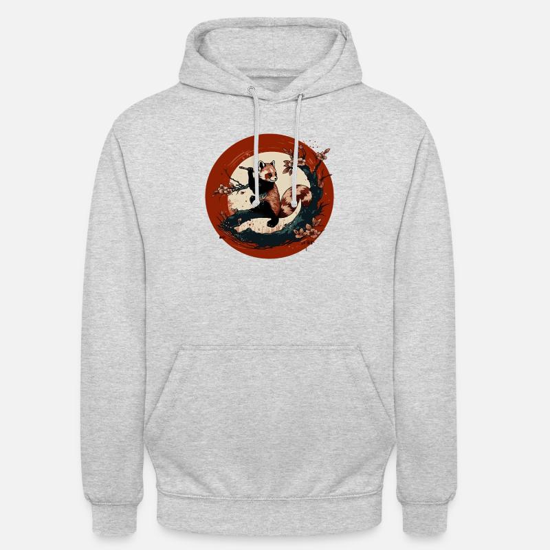 Roter Panda 6 - Unisex Hoodie - Hellgrau meliert