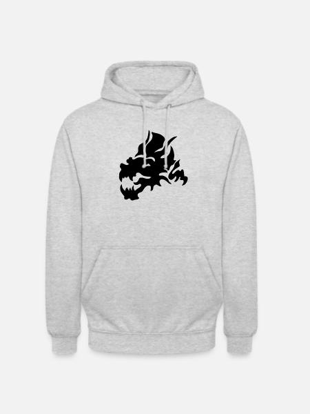 Dragon21 Schwarz - Unisex Hoodie - Hellgrau meliert
