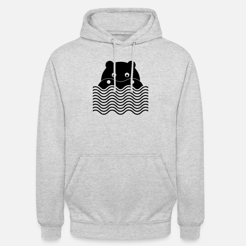 Hippopotame - Sweat-shirt à capuche unisexe - gris clair chiné