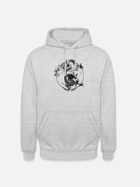 Chineese Dragon - Unisex Hoodie - Hellgrau meliert