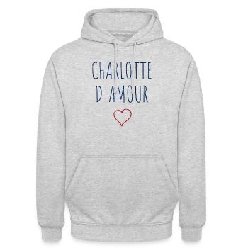 CHARLOTTE d'amour - COEUR - Sweat-shirt à capuche unisexe - gris clair chiné - Devant - Alina (178cm) & Michal (187cm)
