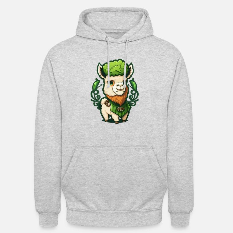 Doux Lama de la Saint-Patrick - Sweat-shirt à capuche unisexe - gris clair chiné