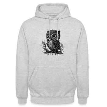 Cute little vintage owl on a branch - Unisex Hoodie - light heather grey - Front - Alina (178cm) & Michal (187cm)