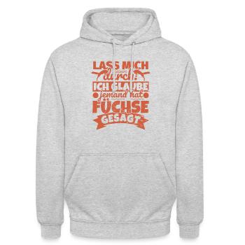Füchse Geschenke lustiger Spruch Fuchsliebhaber - Unisex Hoodie - Hellgrau meliert - Vorne - Alina (178cm) & Michal (187cm)
