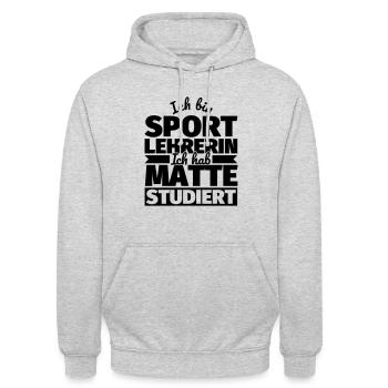 Sportlehrerin lustiger Spruch - Unisex Hoodie - Hellgrau meliert - Vorne - Alina (178cm) & Michal (187cm)