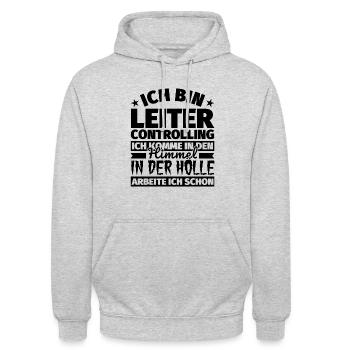 Leiter Controlling Geschenk lustig Himmel Hölle - Unisex Hoodie - Hellgrau meliert - Vorne - Alina (178cm) & Michal (187cm)