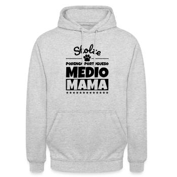 Stolze Podengo Portugueso Medio Mama - Unisex Hoodie - Hellgrau meliert - Vorne - Alina (178cm) & Michal (187cm)