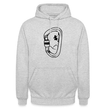 Bouldering Carabiner Shirt Gift Idea - Unisex Hoodie - light heather grey - Front - Alina (178cm) & Michal (187cm)