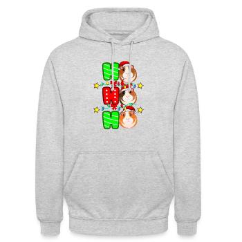 Meerschweinchen Weihnachten Geschenk - Unisex Hoodie - Hellgrau meliert - Vorne - Alina (178cm) & Michal (187cm)