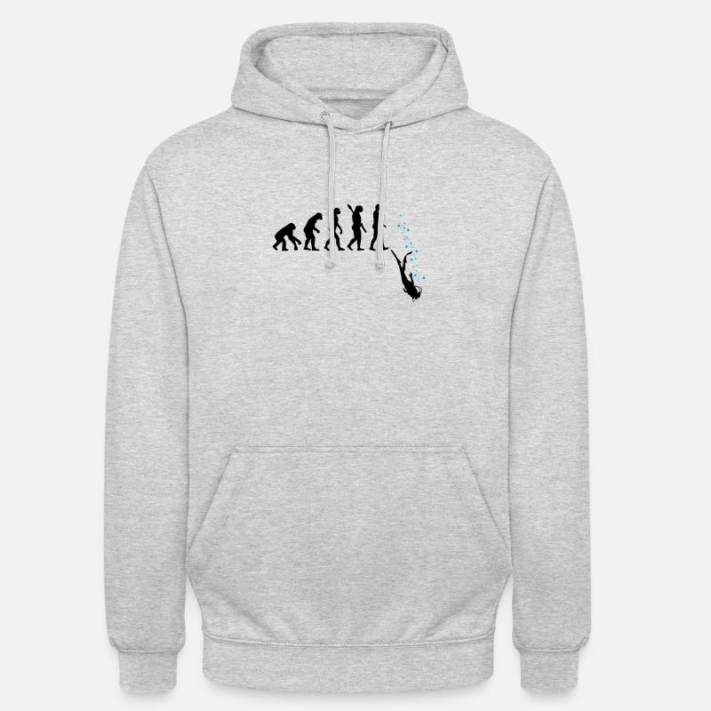 Tauchen Evolution Taucher Lustig Geschenk - Unisex Hoodie - Hellgrau meliert