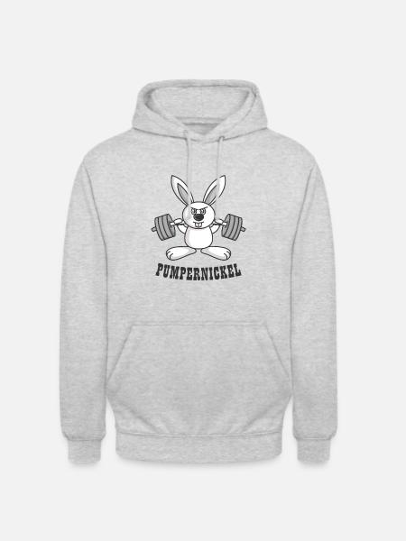 Pumpernickel Hasen Workout - Unisex Hoodie - Hellgrau meliert