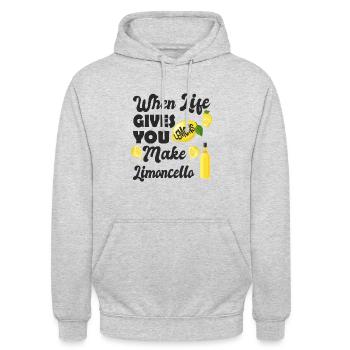 Wenn das Leben dir Zitronen gibt mach Limoncello - Unisex Hoodie - Hellgrau meliert - Vorne - Alina (178cm) & Michal (187cm)