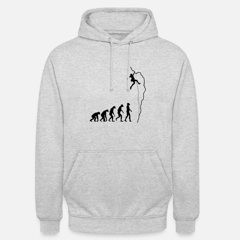 Evolution de l'escalade - Sweat-shirt à capuche unisexe - gris clair chiné
