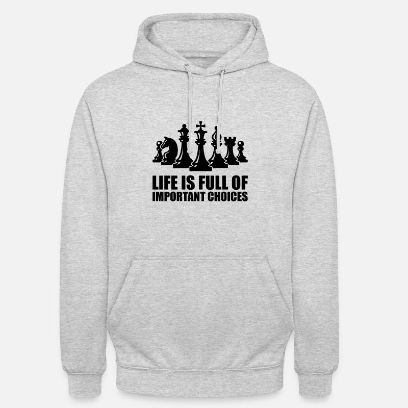 échecs - Sweat-shirt à capuche unisexe - gris clair chiné
