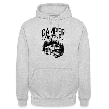 Camper en tournée - Sweat-shirt à capuche unisexe - gris clair chiné - Devant - Alina (178cm) & Michal (187cm)