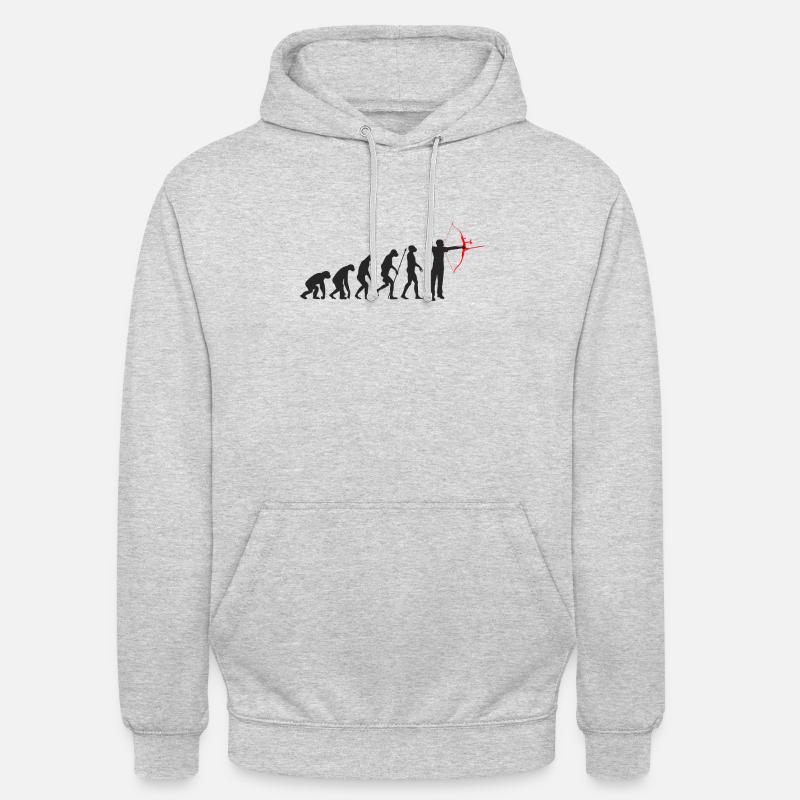 Bogenschießen Evolution - Unisex Hoodie - Hellgrau meliert