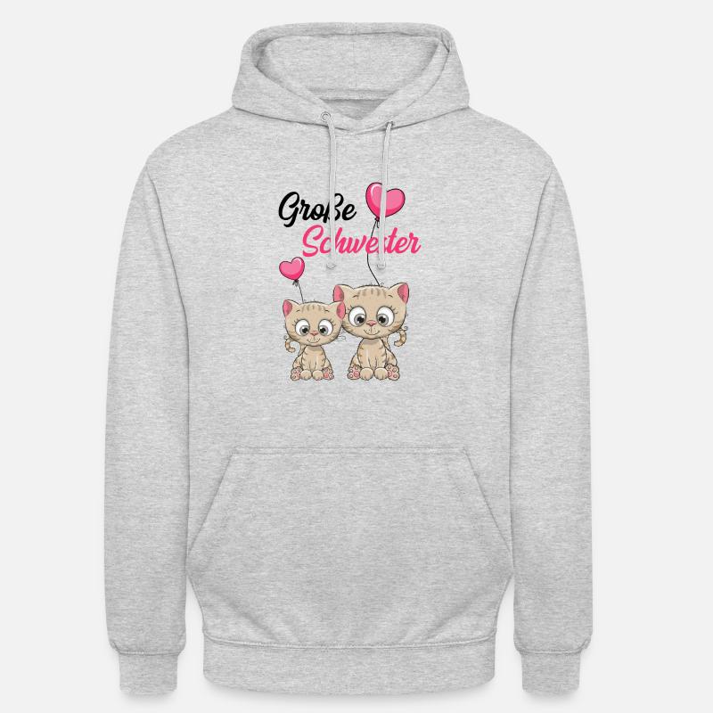 Große Schwester Katze - Unisex Hoodie - Hellgrau meliert