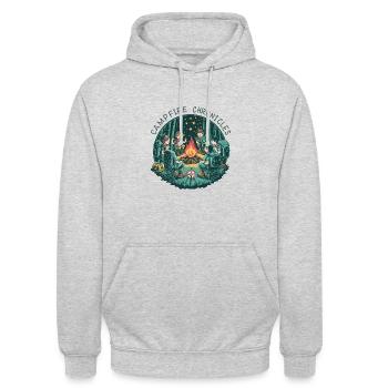 Lagerfeuer-Chroniken - Unisex Hoodie - Hellgrau meliert - Vorne - Alina (178cm) & Michal (187cm)