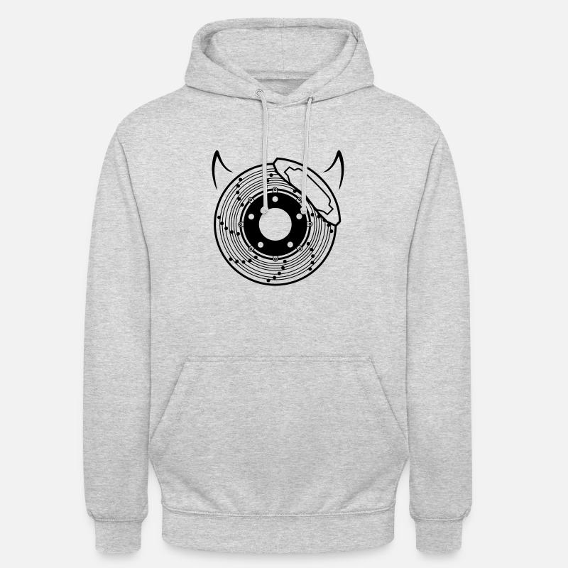Tarcza hamulcowa z rogami dla przyjaciół motocykli samochodowych - Bluza z kapturem typu unisex - jasnoszary melanż