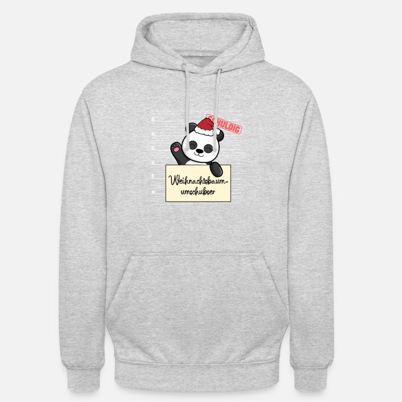 Weihnachtsbaum Umschubser Panda - Unisex Hoodie - Hellgrau meliert